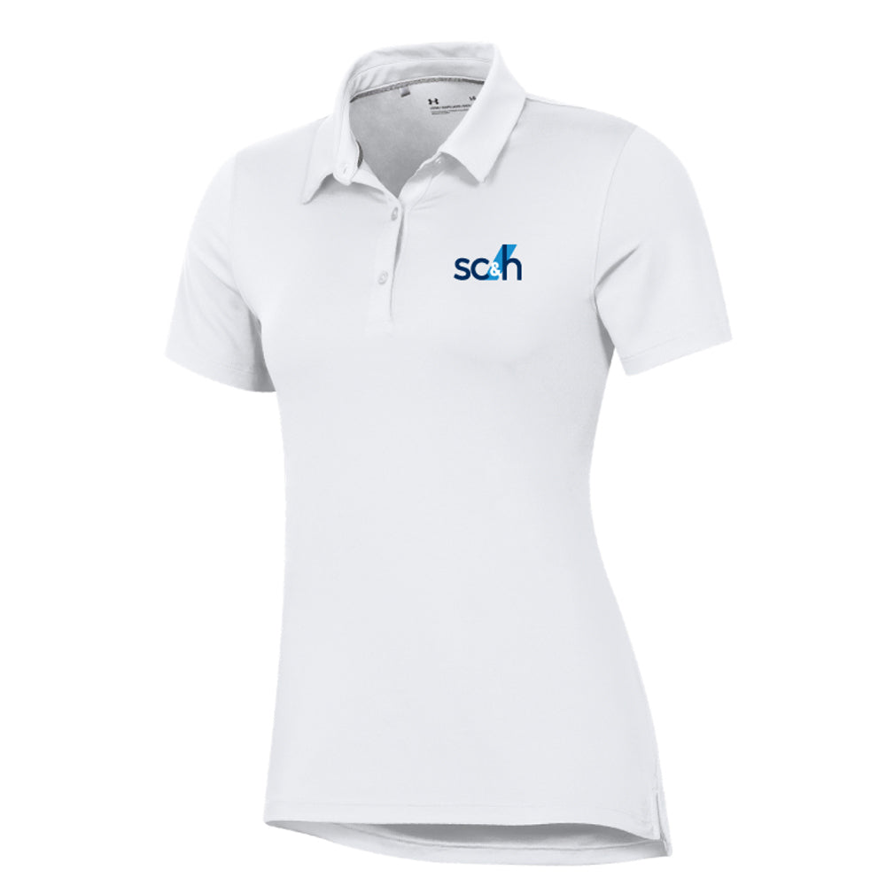 SC&H Womens Under Armour T2 Green Polo (White) MBICustom