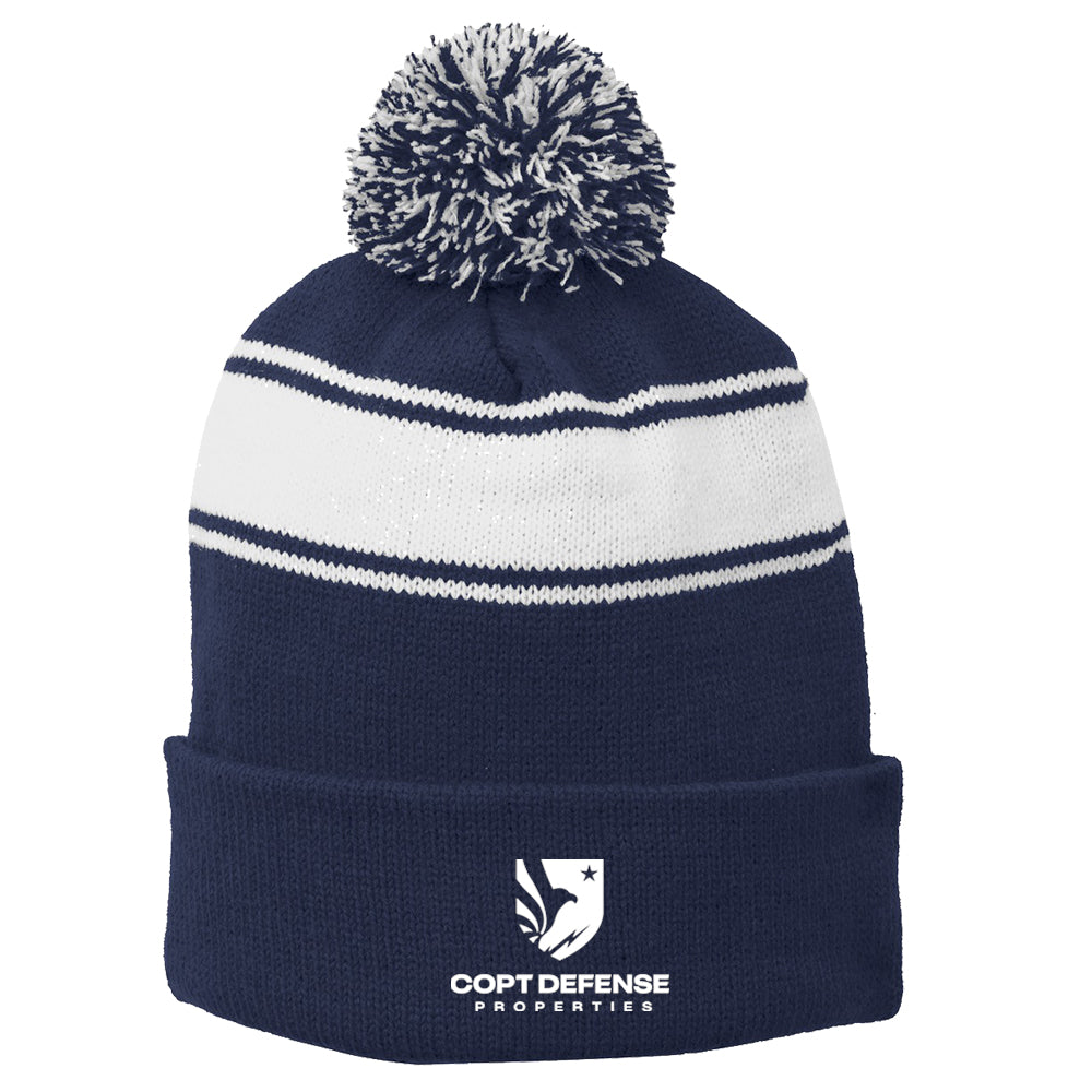 CDP Sport-Tek® Stripe Pom Pom Beanie