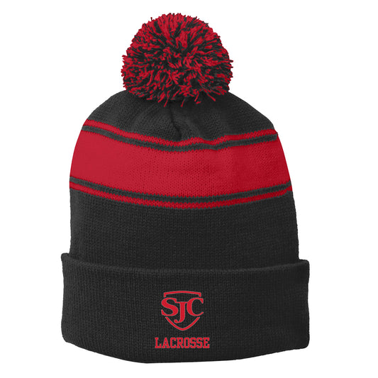 SJC Lacrosse Sport-Tek Stripe Pom Pom Beanie