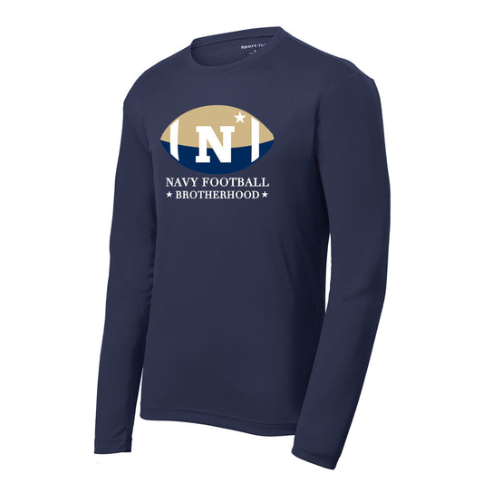 Navy Football Brotherhood Sport-Tek® PosiCharge® RacerMesh® Long Sleeve Tee (Navy)
