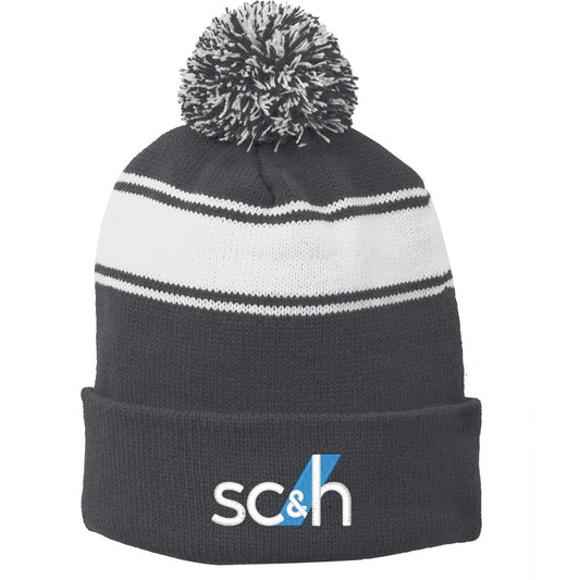 SC&H Stripe Pom Pom Beanie