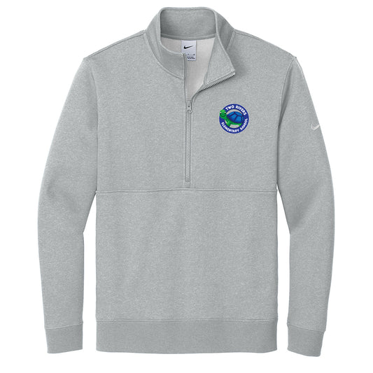 Two Rivers Elem. Nike Club Fleece Sleeve Swoosh 1/2-Zip (Light Grey)